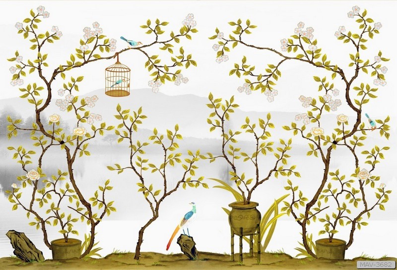 Cây hoa hồng leo và chim MAV-3682 